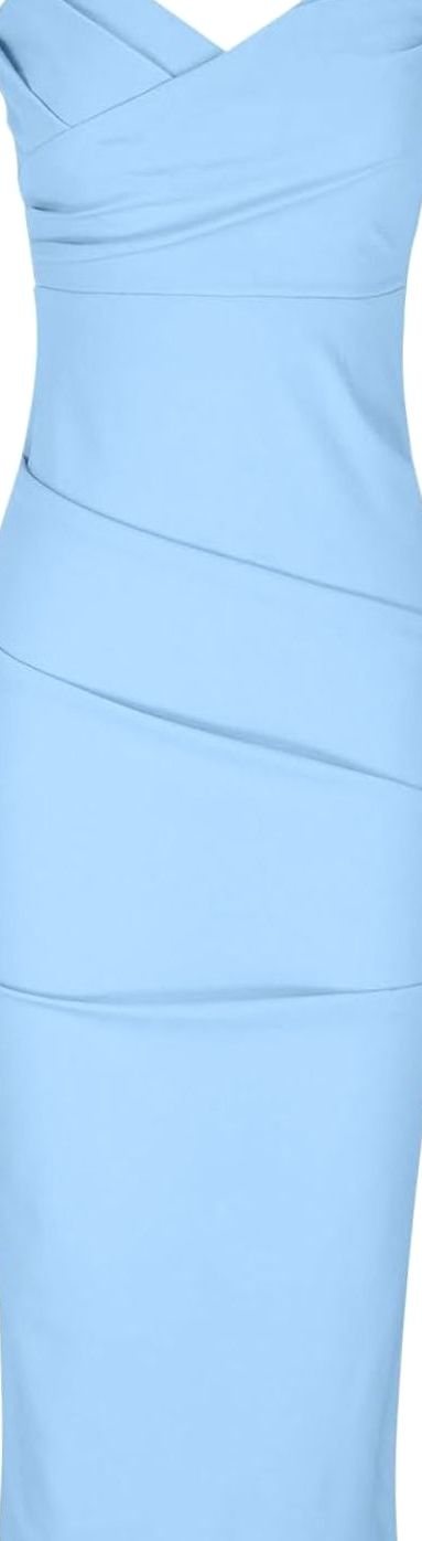Women's Strapless Bodycon Midi Cocktail Dress Back Slit