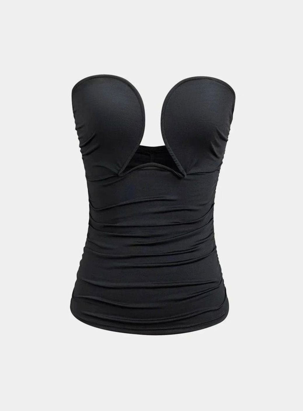 Women's Strapless Sweetheart Ruched Cut-Out Bustier Top