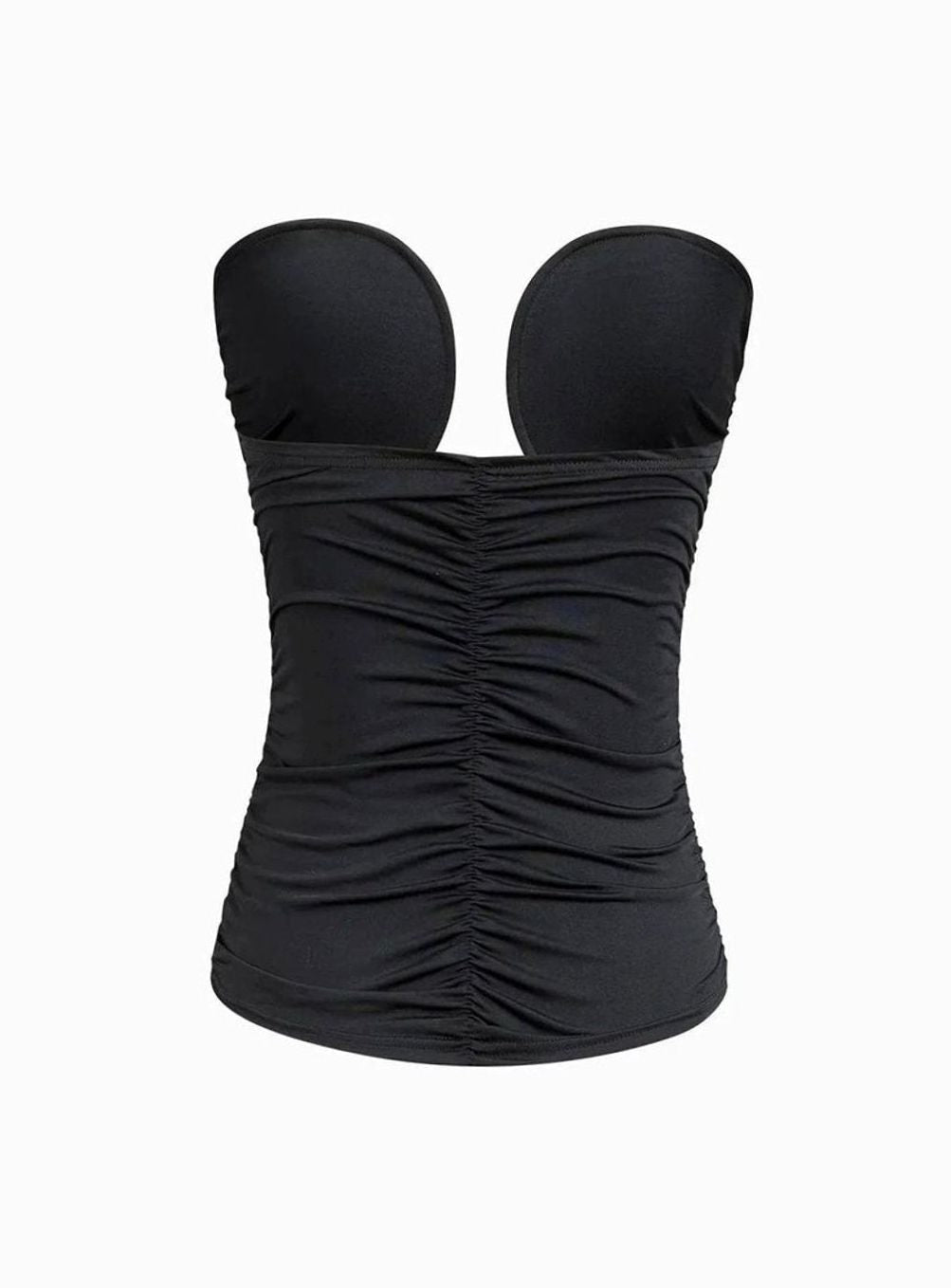 Women's Strapless Sweetheart Ruched Cut-Out Bustier Top