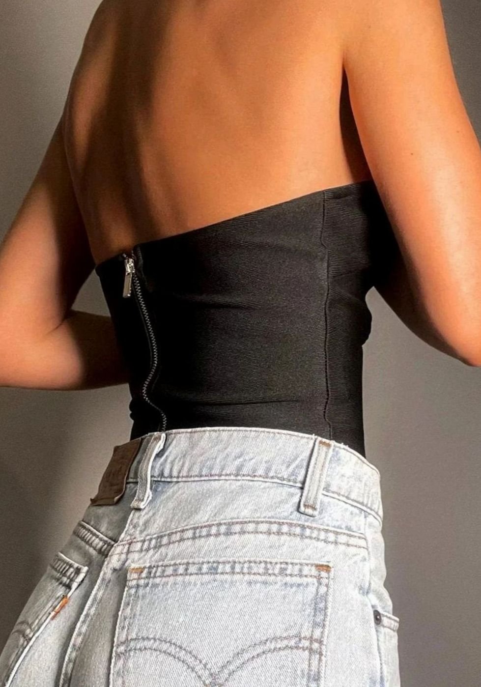 Women's Strapless Wavy Cutout Structured Bustier Top