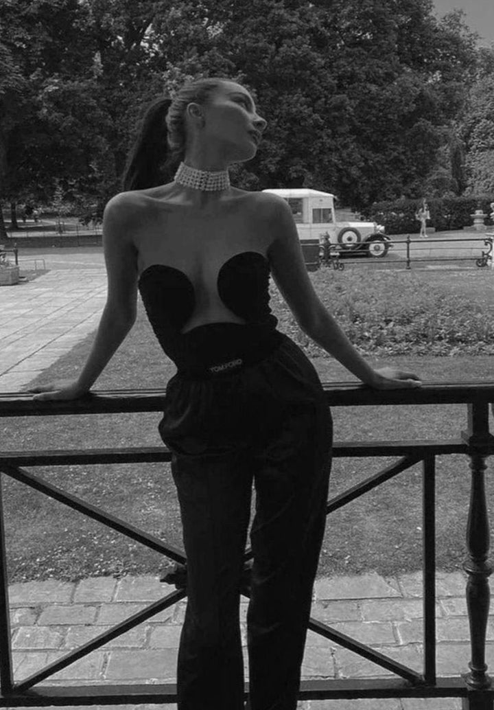 Women's Strapless Wavy Cutout Structured Bustier Top