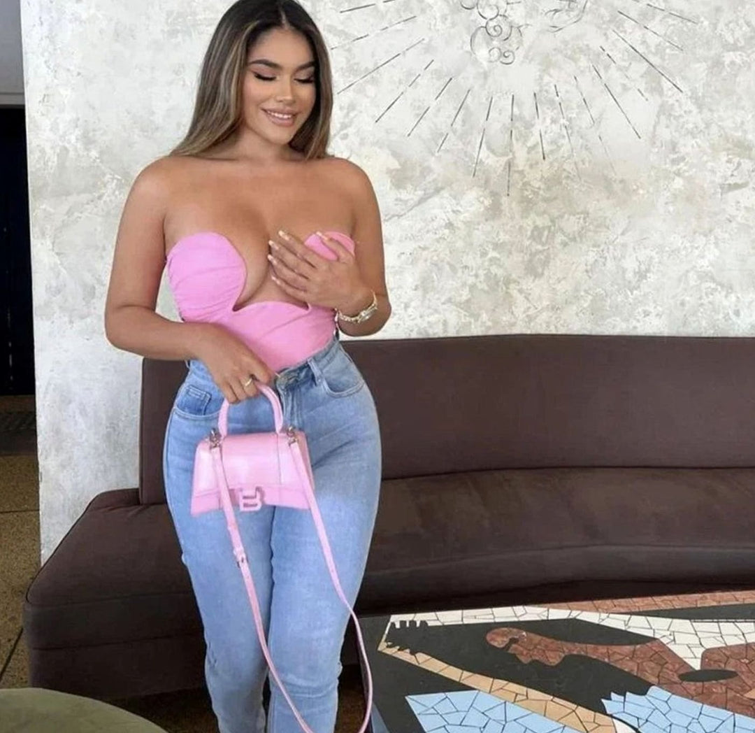 Women's Strapless Wavy Cutout Structured Bustier Top