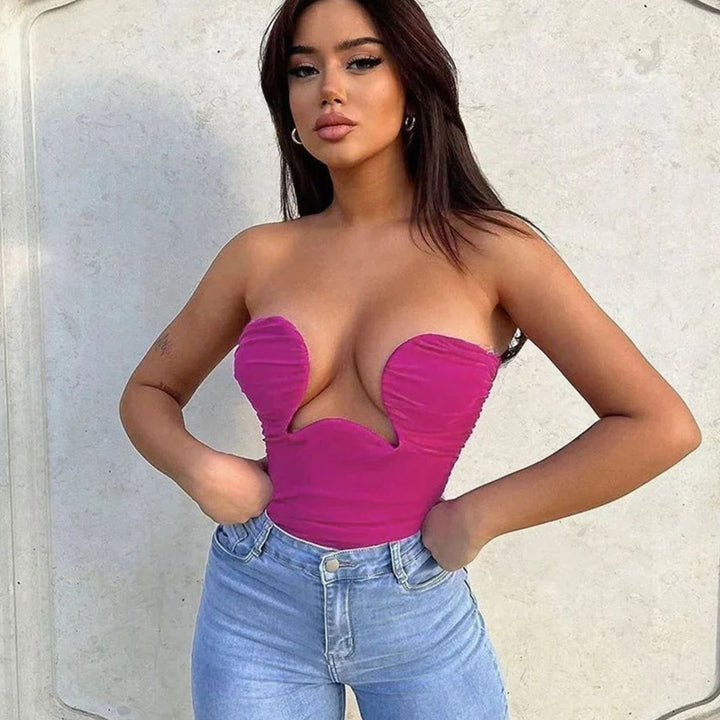Women's Strapless Wavy Cutout Structured Bustier Top