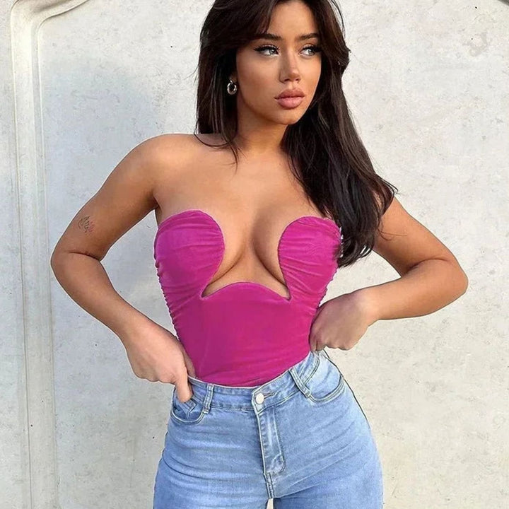 Women's Strapless Wavy Cutout Structured Bustier Top