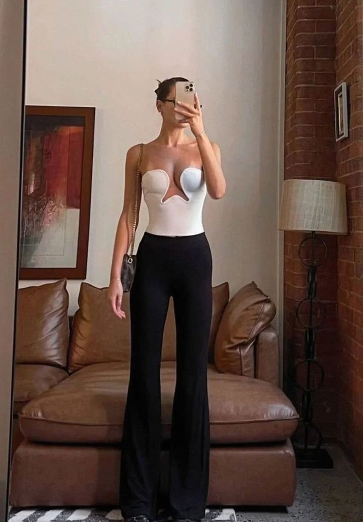 Women's Strapless Wavy Cutout Structured Bustier Top