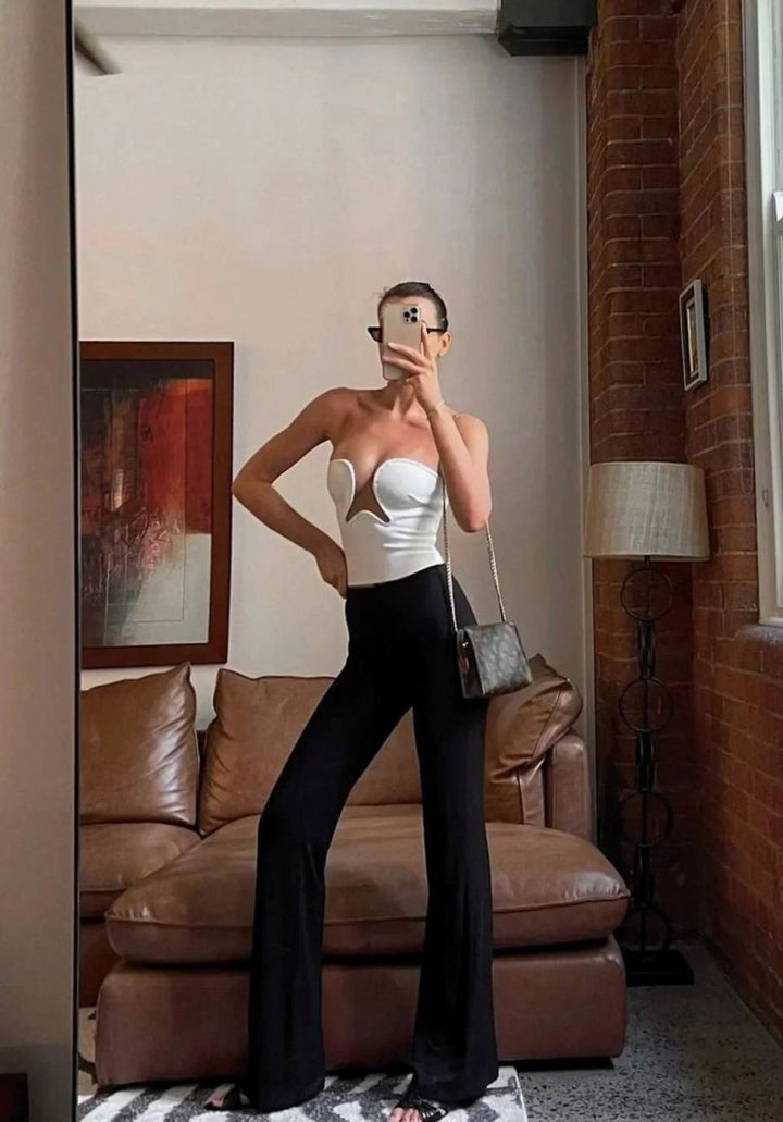Women's Strapless Wavy Cutout Structured Bustier Top