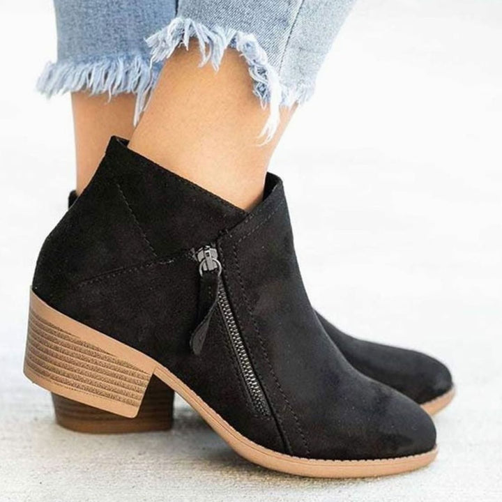 Women's Suede Block-Heel Side-Zip Ankle Boots