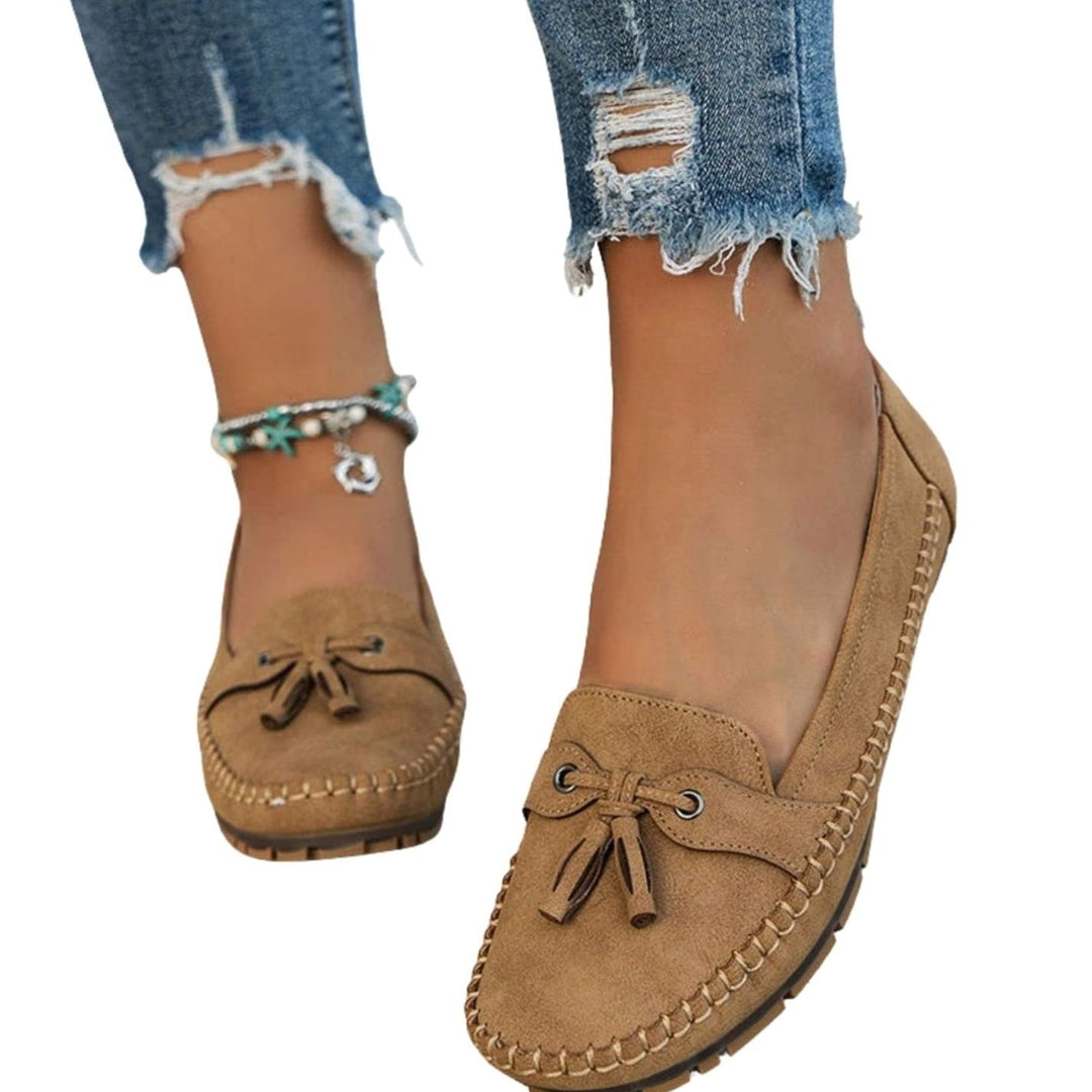 Women's Suede Bow-Tassel Slip-On Flat Loafers