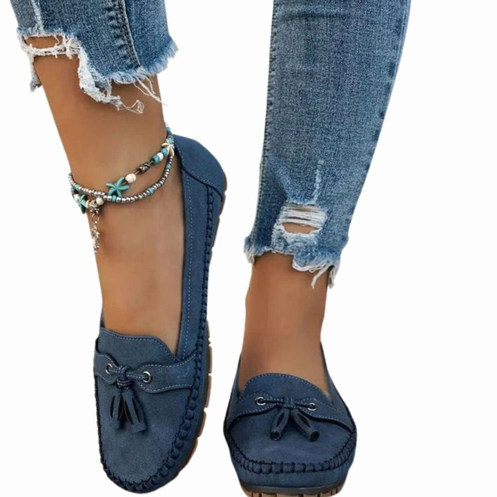 Women's Suede Bow-Tassel Slip-On Flat Loafers