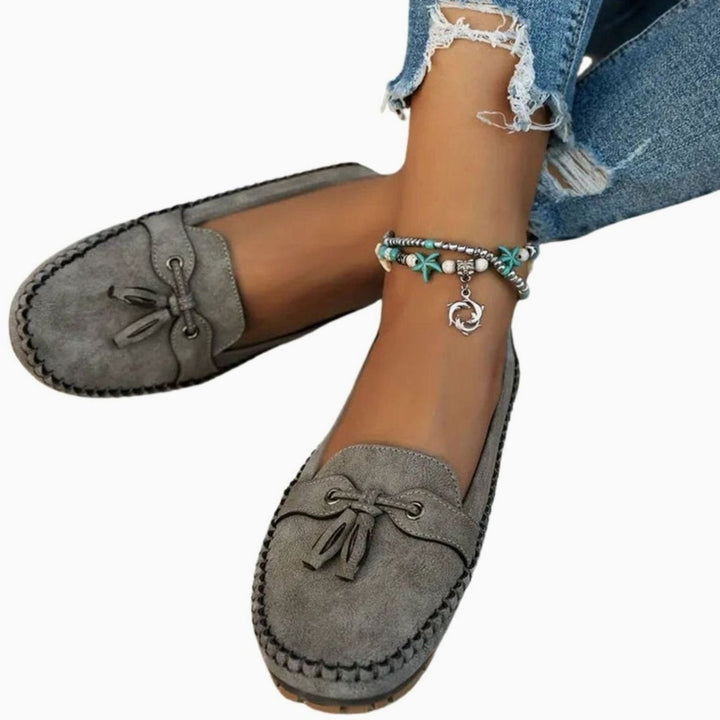 Women's Suede Bow-Tassel Slip-On Flat Loafers