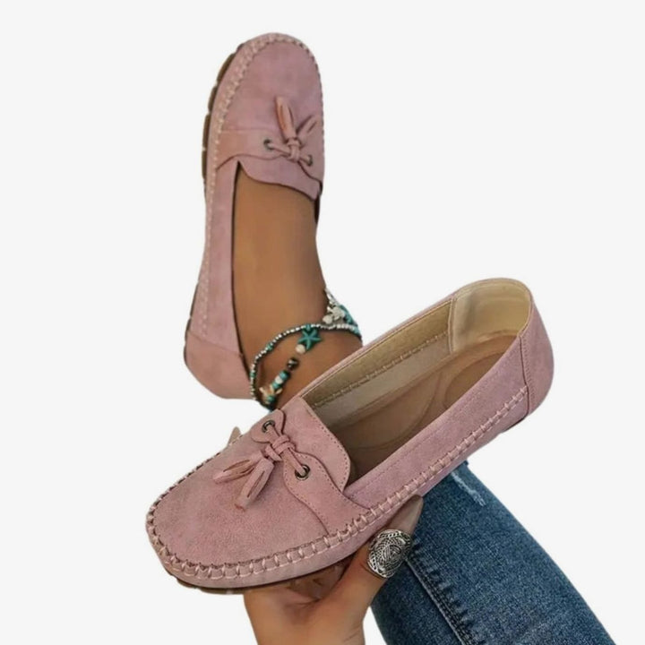 Women's Suede Bow-Tassel Slip-On Flat Loafers