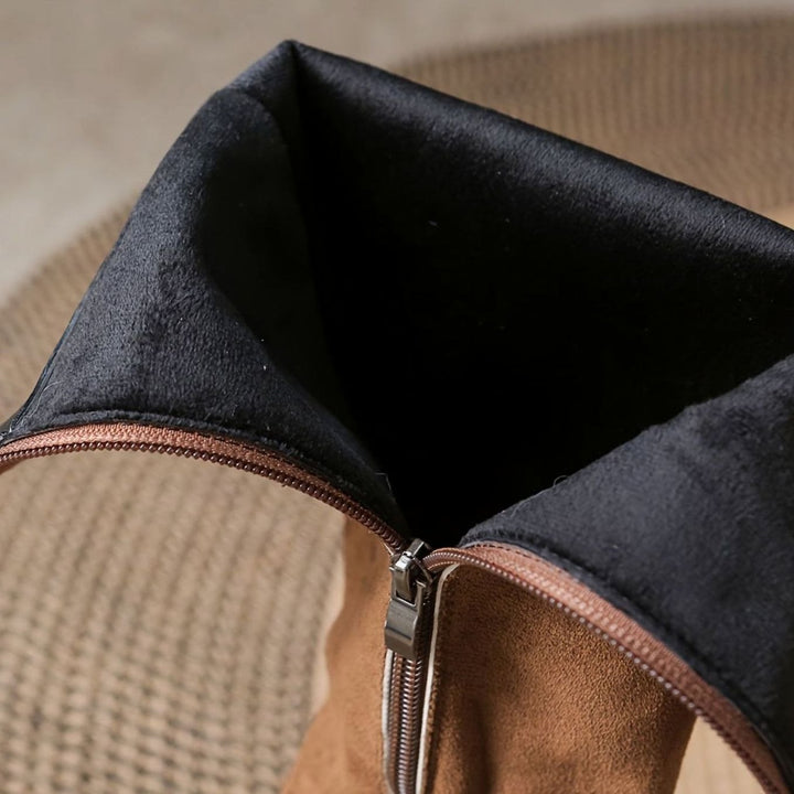 Women's Suede-Effect Knee-High Block-Heel Slip-On Boots