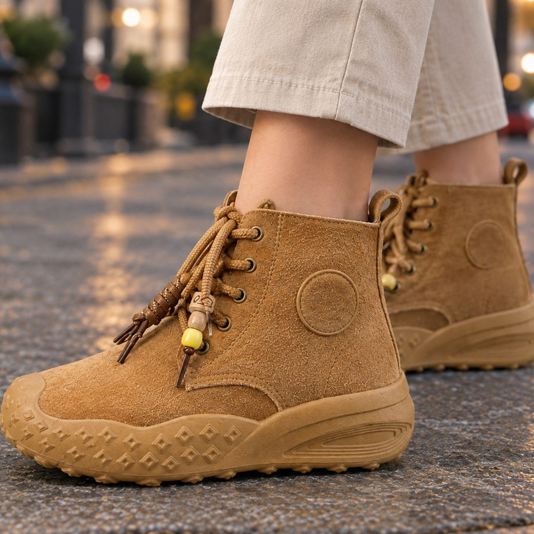 Women's Suede Lace-Up Ankle Platform Boots