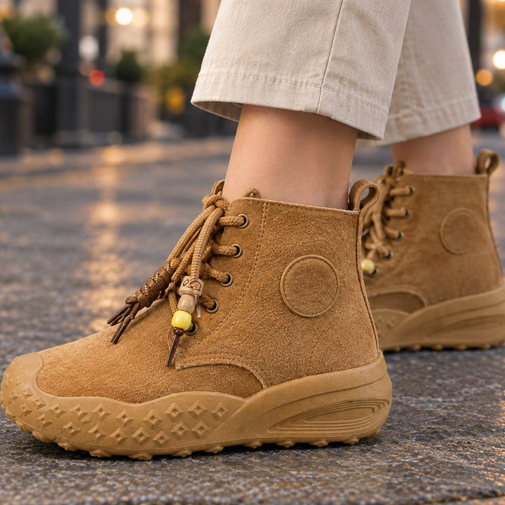 Women's Suede Lace-Up Ankle Platform Boots
