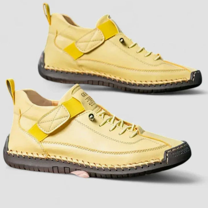 Women's Suede Lace-Up Comfort Flat Trainers - Yellow