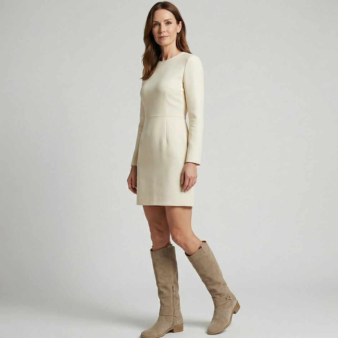 Women's Suede-Look Knee-High Slouch Boots Low Block Heel