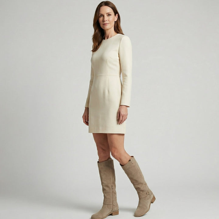 Women's Suede-Look Knee-High Slouch Boots Low Block Heel