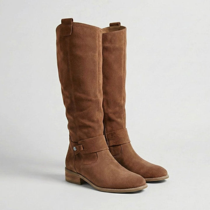 Women's Suede-Look Knee-High Slouch Heeled Boots