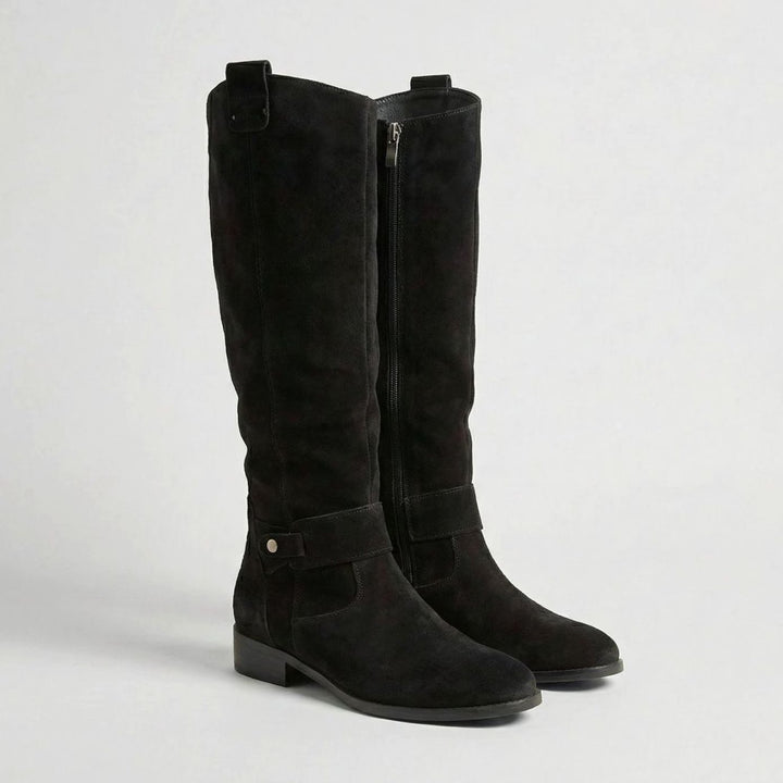 Women's Suede-Look Knee-High Slouch Heeled Boots