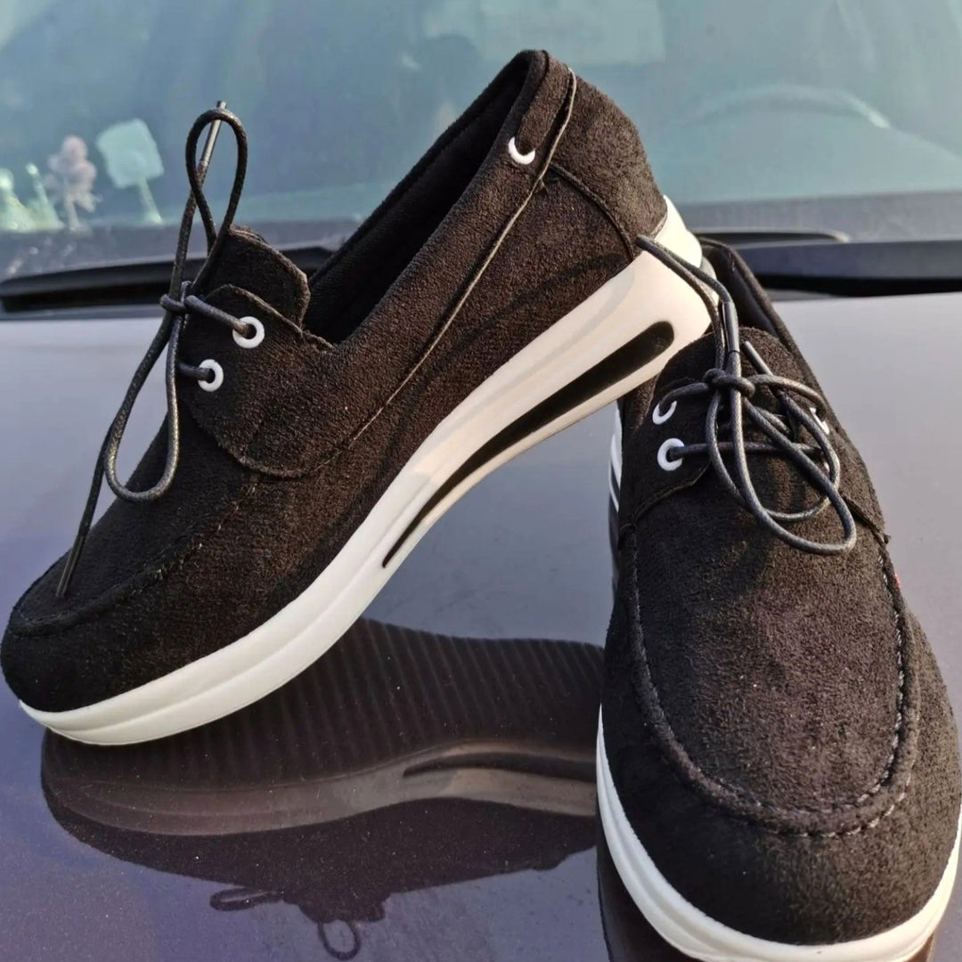Women's Suede Platform Lace-Up Loafers Non-Slip Sole - Brown