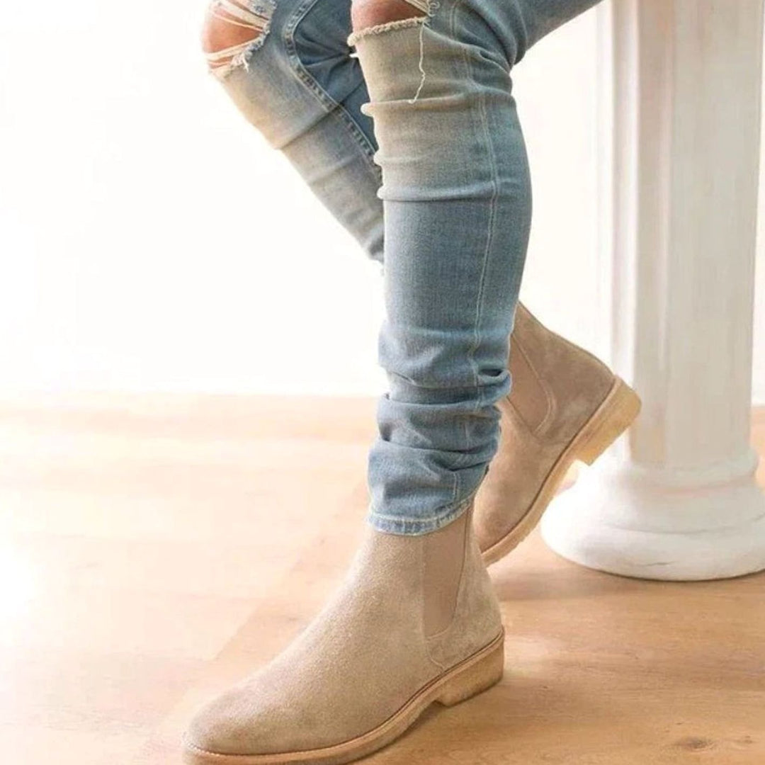 Women's Suede Slip-On Chelsea Ankle Boots Non-Slip Sole