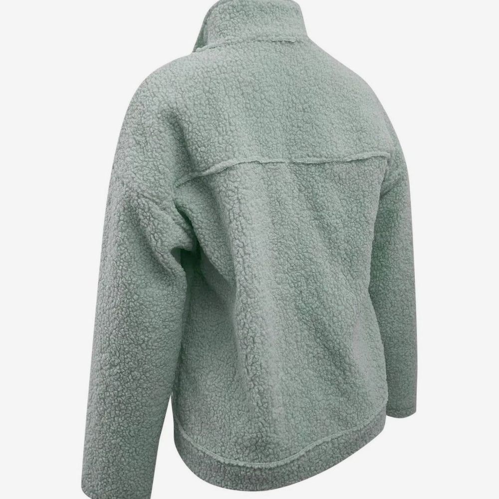 Women's Teddy Fleece Button-Up Shacket Lapel Collar Jacket