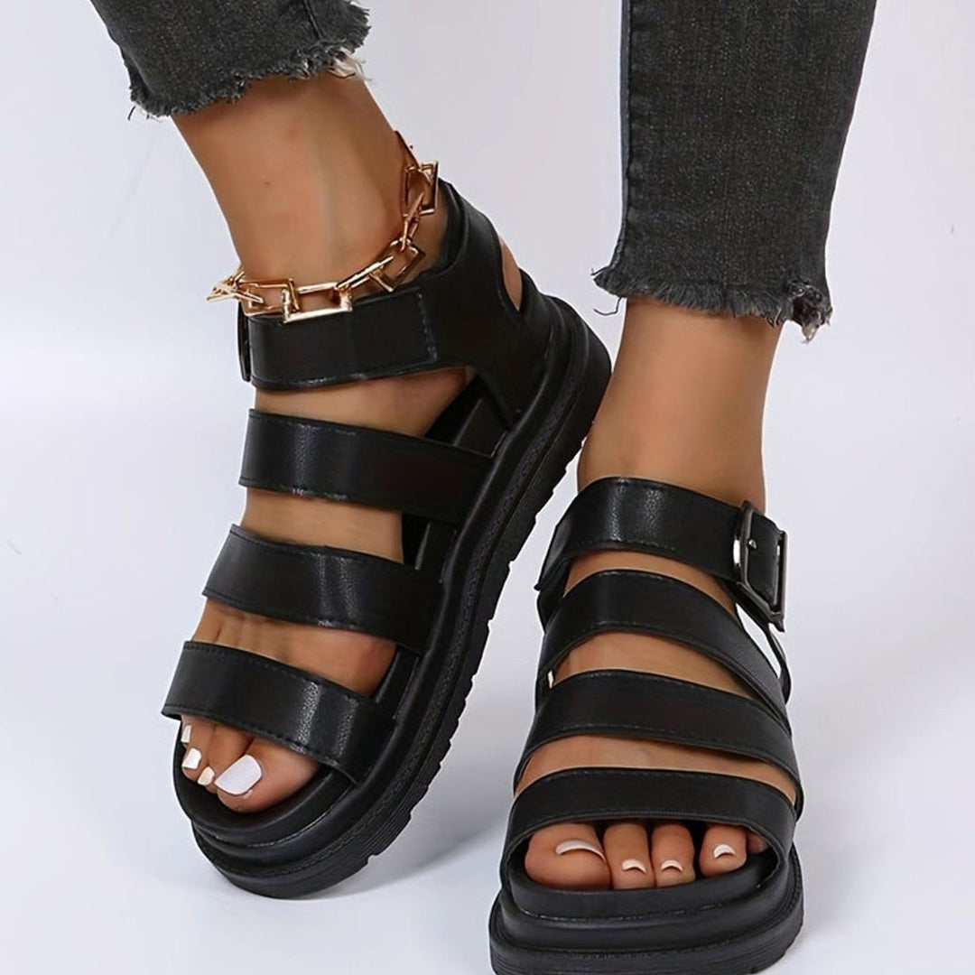 Women's Triple-Strap Buckle Flatform Gladiator Sandals