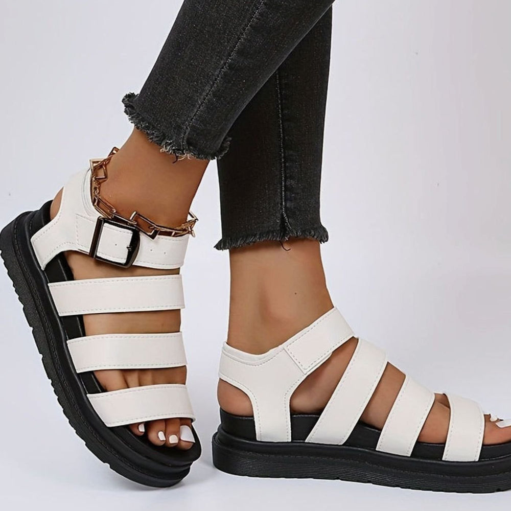 Women's Triple-Strap Buckle Flatform Gladiator Sandals