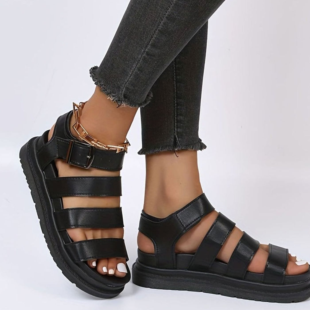 Women's Triple-Strap Buckle Flatform Gladiator Sandals
