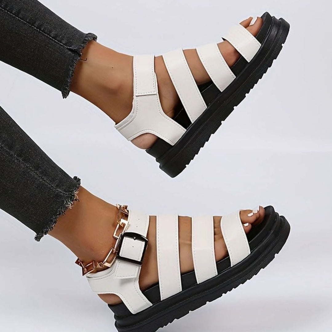 Women's Triple-Strap Buckle Flatform Gladiator Sandals