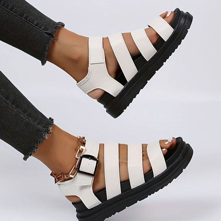 Women's Triple-Strap Buckle Flatform Gladiator Sandals