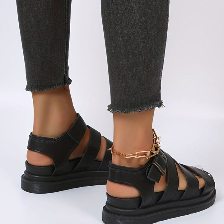 Women's Triple-Strap Buckle Flatform Gladiator Sandals