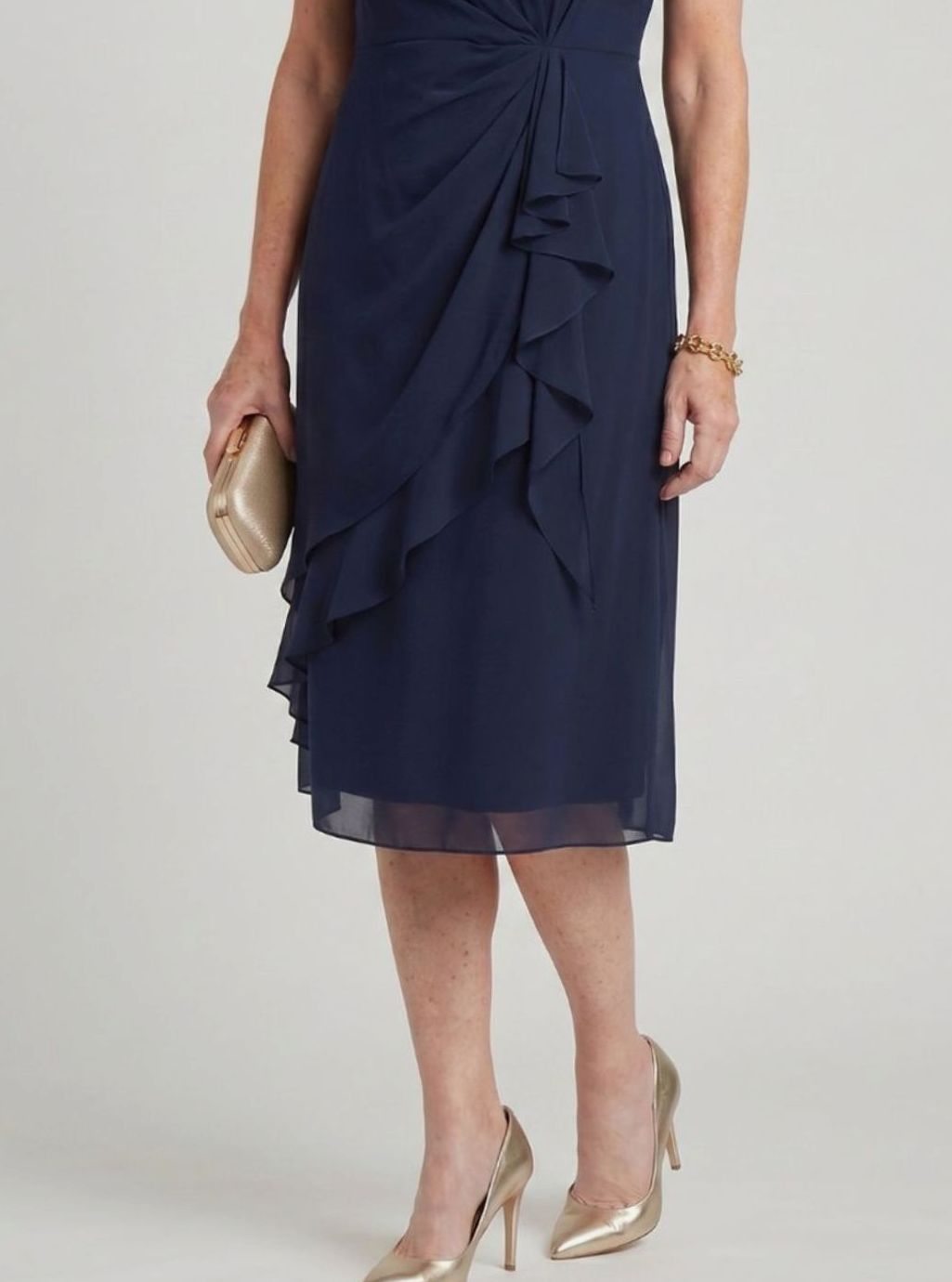 Women's Twist-Waist Layered Chiffon Midi Party Dress