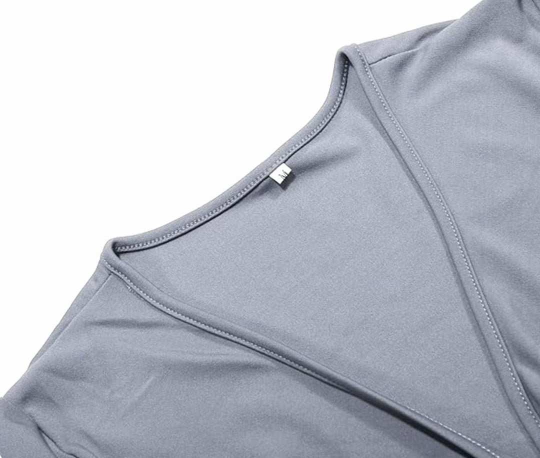 Women's V-Neck Crossover Ruched Waist A-Line Midi Dress Pockets