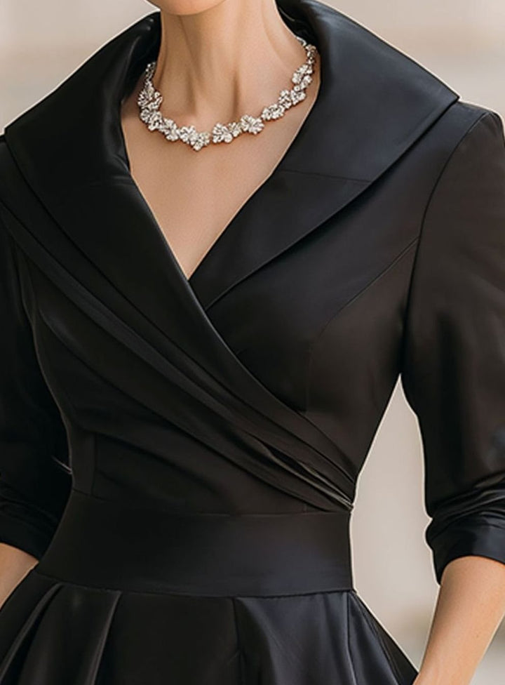 Women's V-Neck Wrap Bodice Full-Skirt Formal Evening Dress