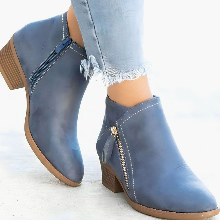 Women's Vegan Suede Block-Heel Side-Zip Ankle Boots