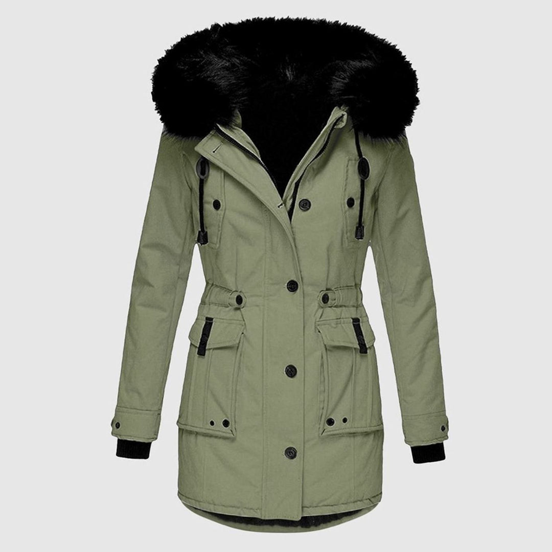 Women's Waterproof Hooded Faux-Fur Trim Parka Winter Coat
