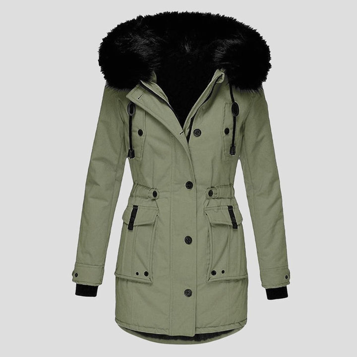 Women's Waterproof Hooded Faux-Fur Trim Parka Winter Coat - Green