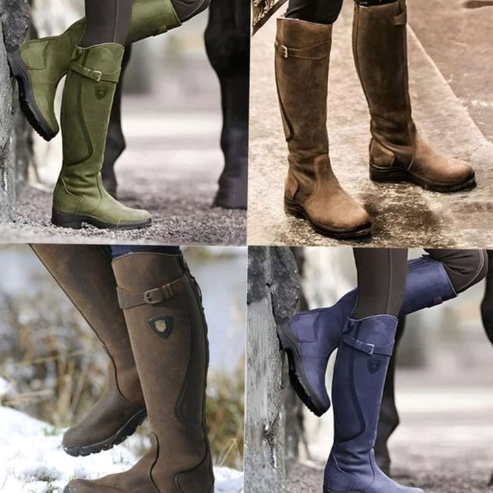 Women's Waterproof Non-Slip Cushioned Knee-High Leather Boots