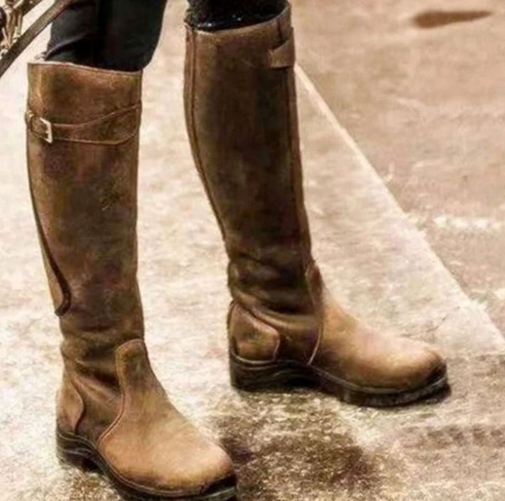 Women's Waterproof Non-Slip Cushioned Knee-High Leather Boots