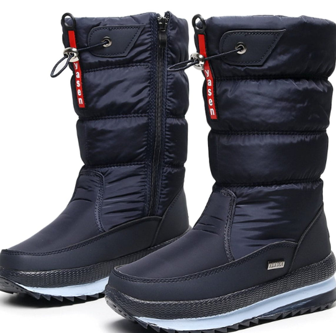 Women's Waterproof Non-Slip Quilted Snow Boots - Blue