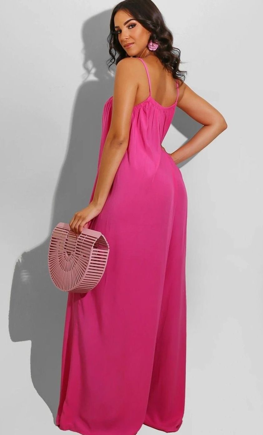 Women's Wide-Leg Spaghetti-Strap Loose-Fit Jumpsuit