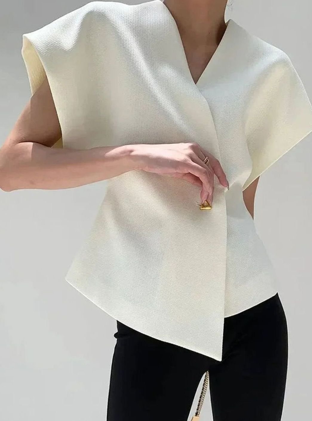 Women's Wrap-Front V-Neck Sculpted Cap-Sleeve Blouse