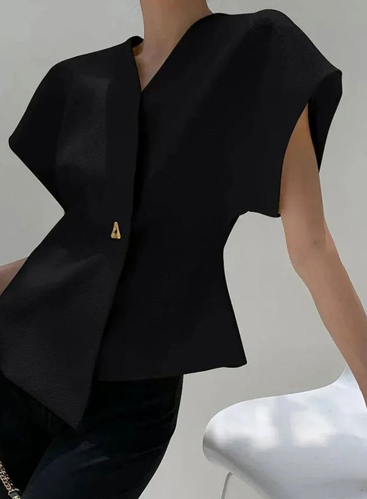 Women's Wrap-Front V-Neck Sculpted Cap-Sleeve Blouse