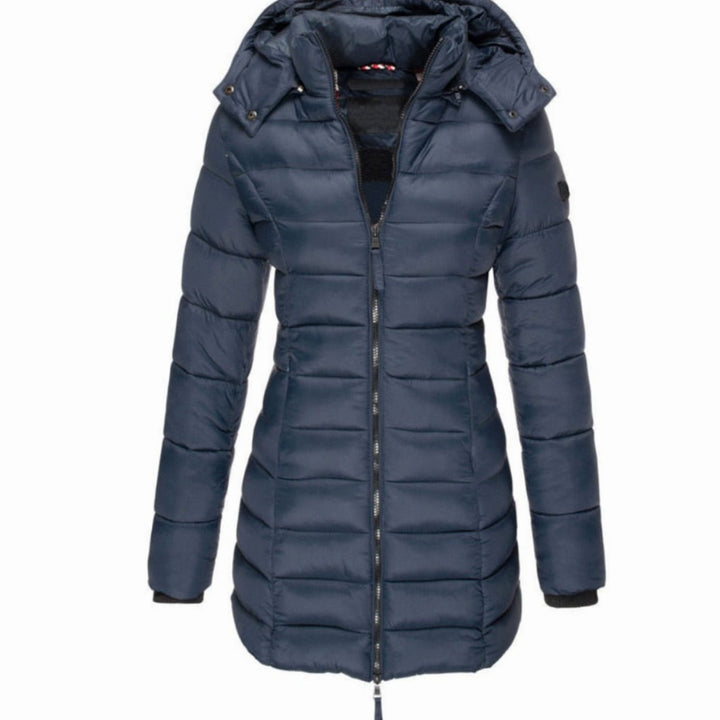 Women's Zippered Hooded Long Puffer Winter Coat