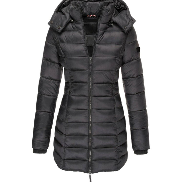 Women's Zippered Hooded Long Puffer Winter Coat