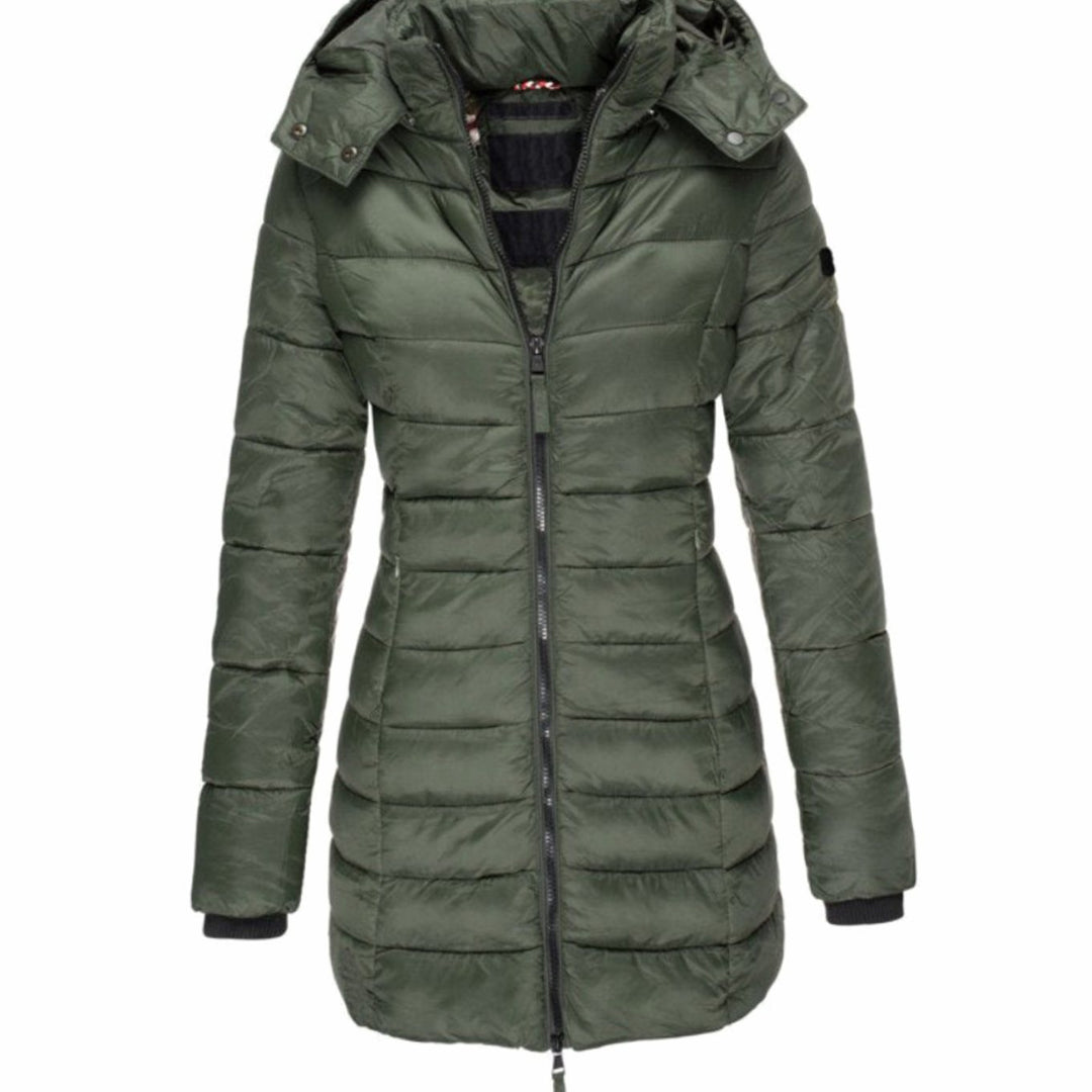 Women's Zippered Hooded Long Puffer Winter Coat