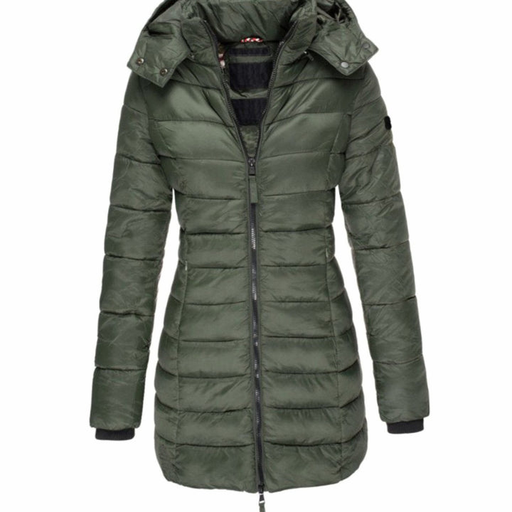 Women's Zippered Hooded Long Puffer Winter Coat