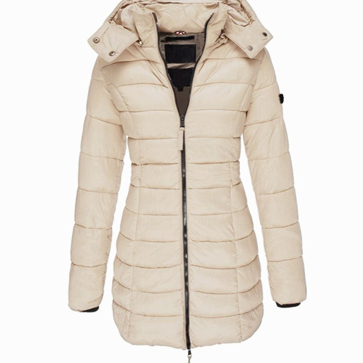 Women's Zippered Hooded Long Puffer Winter Coat