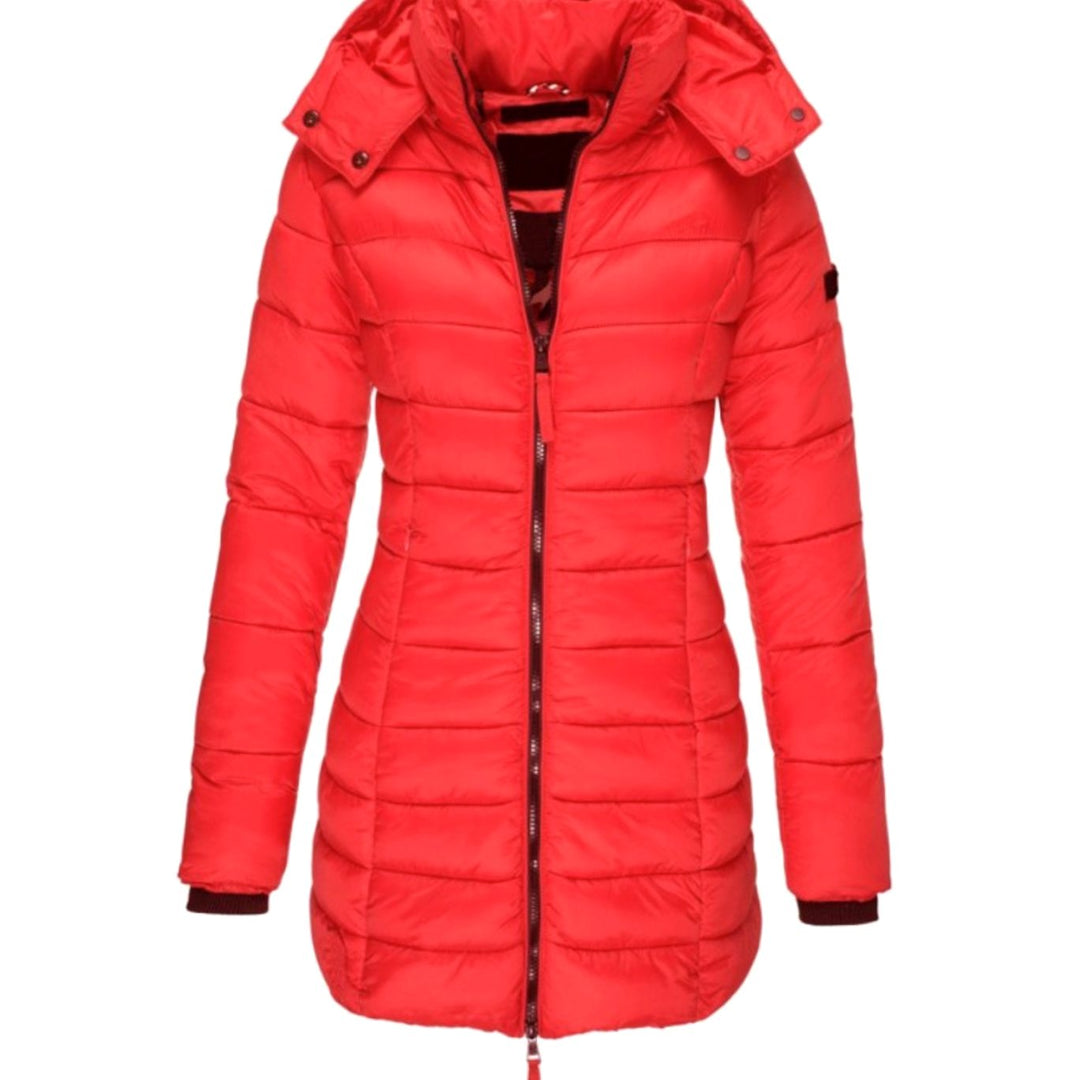 Women's Zippered Hooded Long Puffer Winter Coat